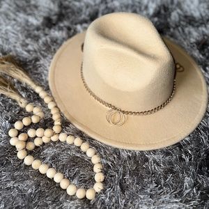 Beige and gold fashion hat